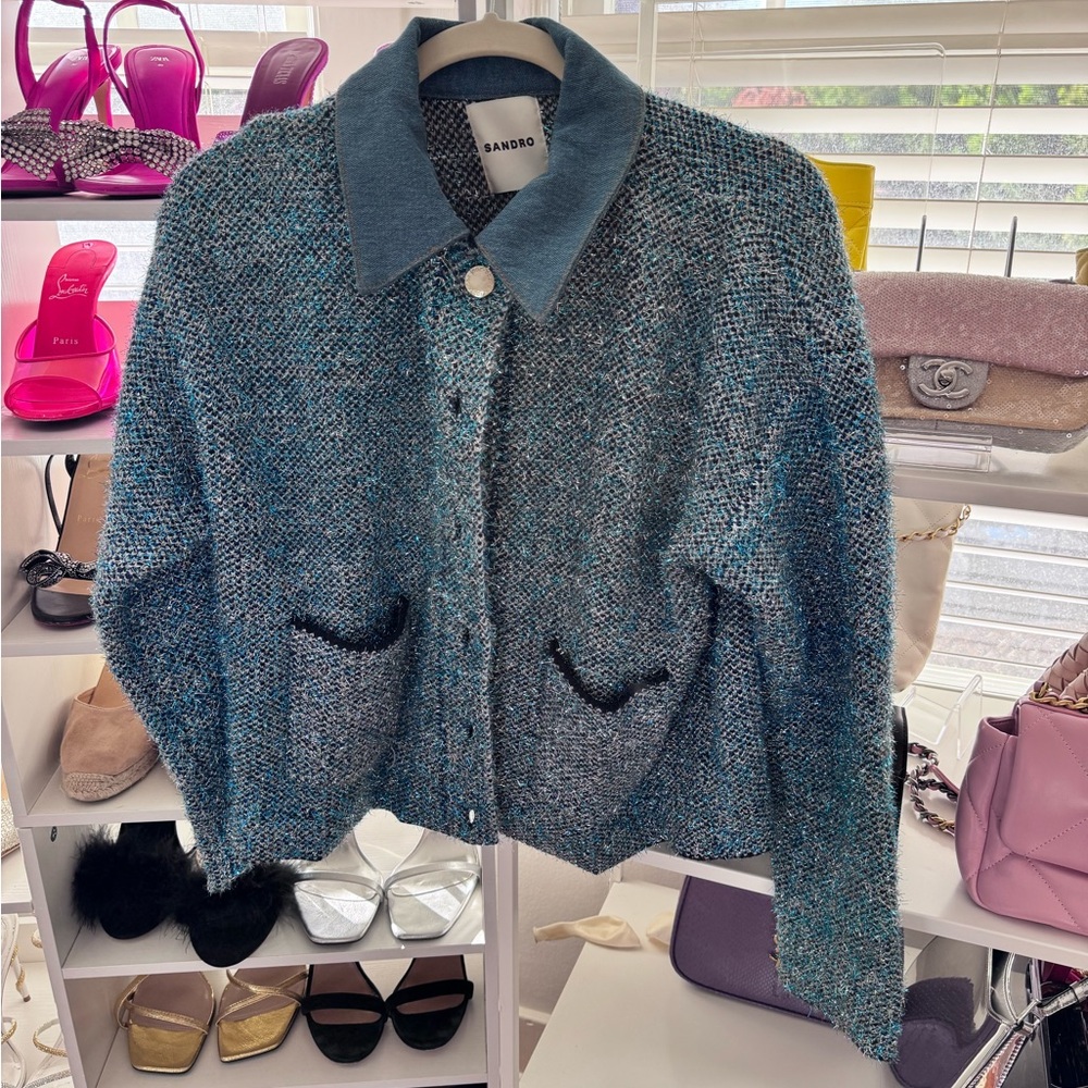 Sandro Teal Tweed Women's Blazer